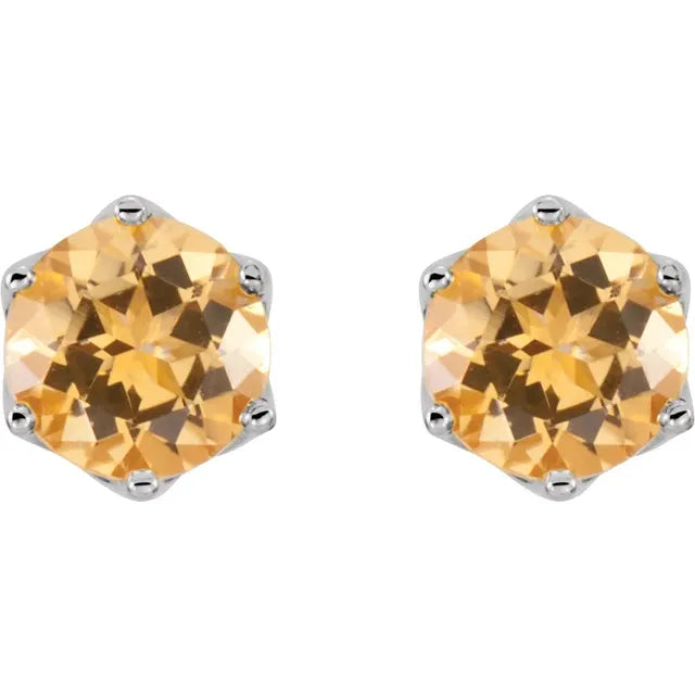 Sculptural Swirl Detail 6 Claw Prong Solitaire Stud Earrings
