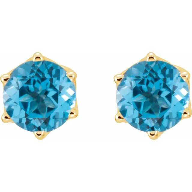 Sculptural Swirl Detail 6 Claw Prong Solitaire Stud Earrings