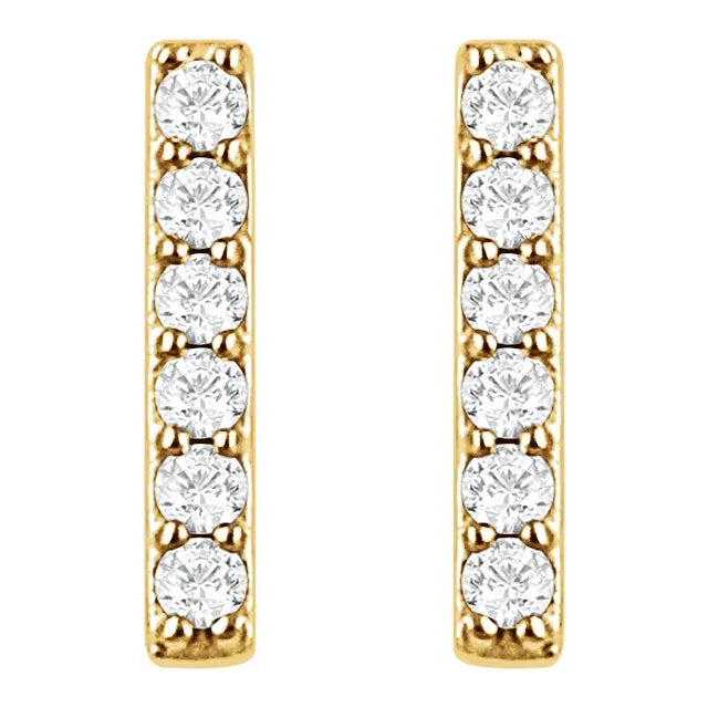 14K 1/10 CTW Natural Diamond Bar Earrings