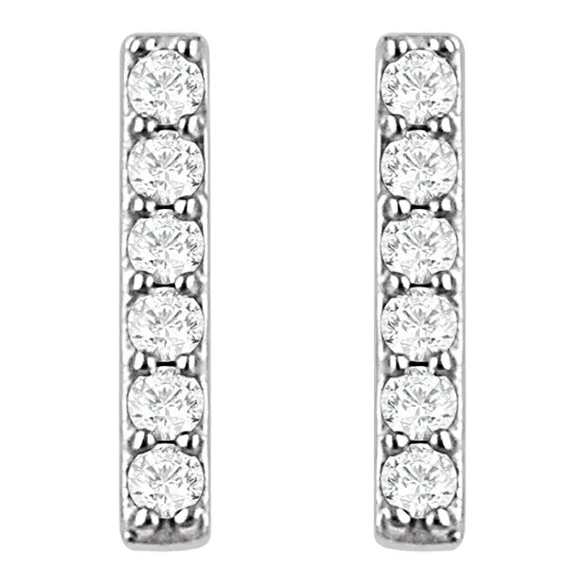 14K 1/10 CTW Natural Diamond Bar Earrings
