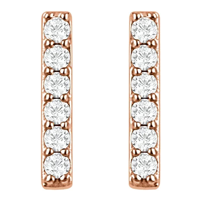 14K 1/10 CTW Natural Diamond Bar Earrings