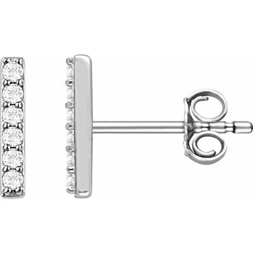 Diamond Mini Bar Stud Earrings