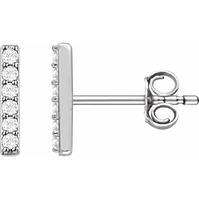 14K 1/10 CTW Natural Diamond Bar Earrings