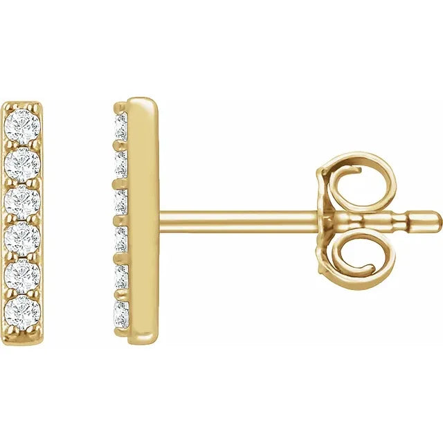 14K 1/10 CTW Natural Diamond Bar Earrings