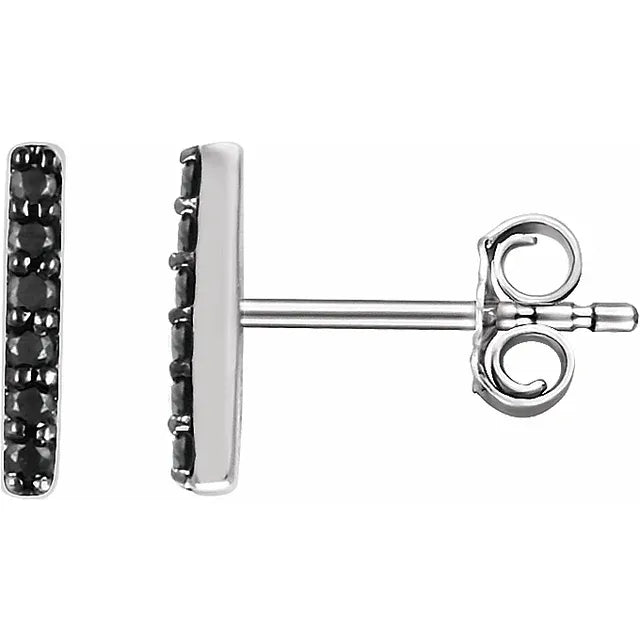 Diamond Mini Bar Stud Earrings