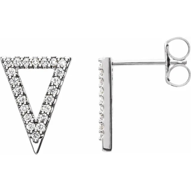 14K 1/5 CTW Natural Diamond Triangle Earrings