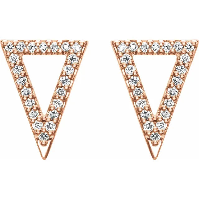 14K 1/5 CTW Natural Diamond Triangle Earrings
