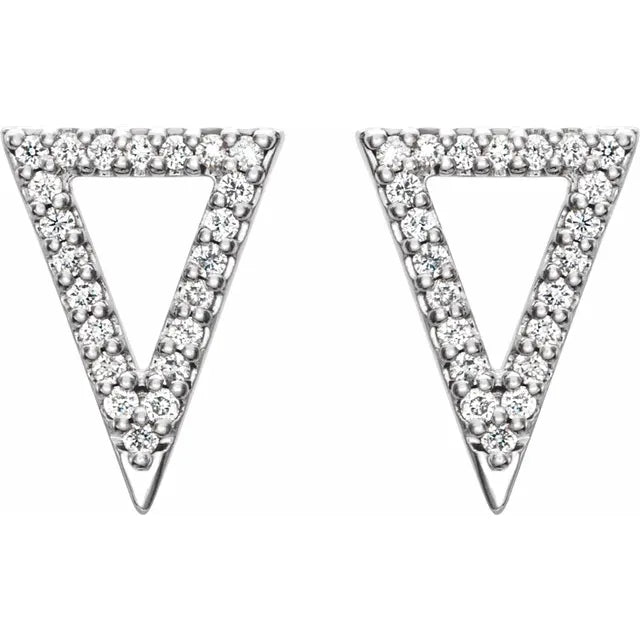 14K 1/5 CTW Natural Diamond Triangle Earrings