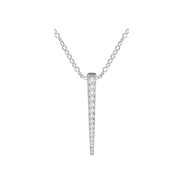 Diamond Tapered Bar Pendant Necklace 1/4CTW 16-18 Inches