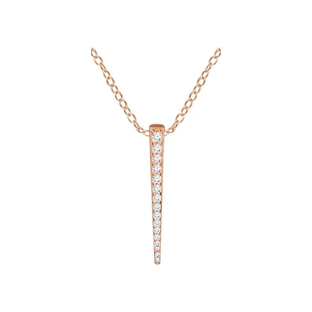 Diamond Tapered Bar Pendant Necklace 1/4CTW 16-18 Inches