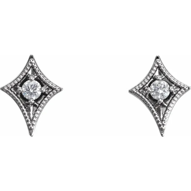 14K 1/8 CTW Natural Diamond Geometric Earrings