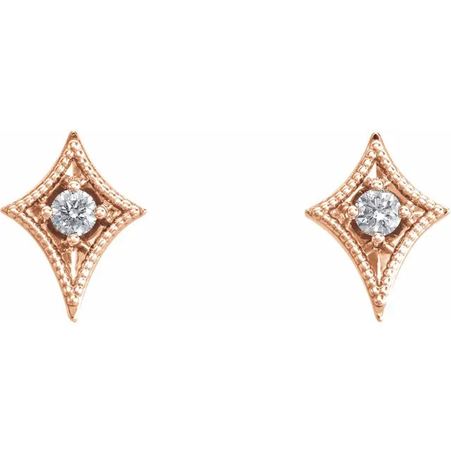 14K 1/8 CTW Natural Diamond Geometric Earrings