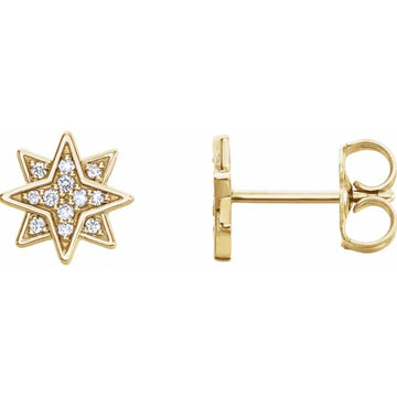 14K .08 CTW Natural Diamond Star Earrings