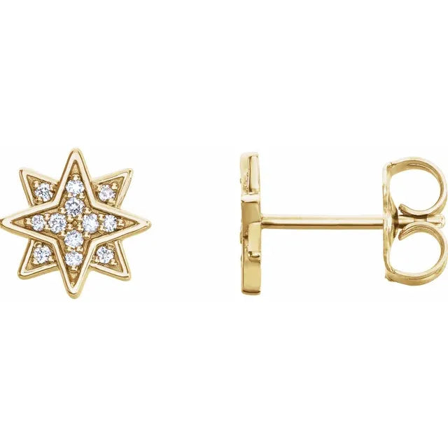14K .08 CTW Natural Diamond Star Earrings