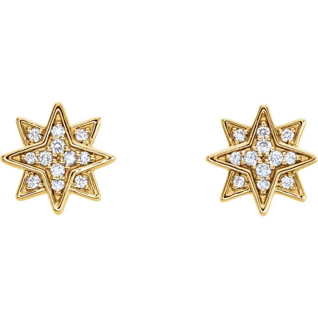 14K .08 CTW Natural Diamond Star Earrings