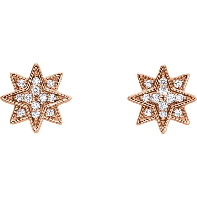 14K .08 CTW Natural Diamond Star Earrings