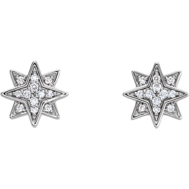 14K .08 CTW Natural Diamond Star Earrings
