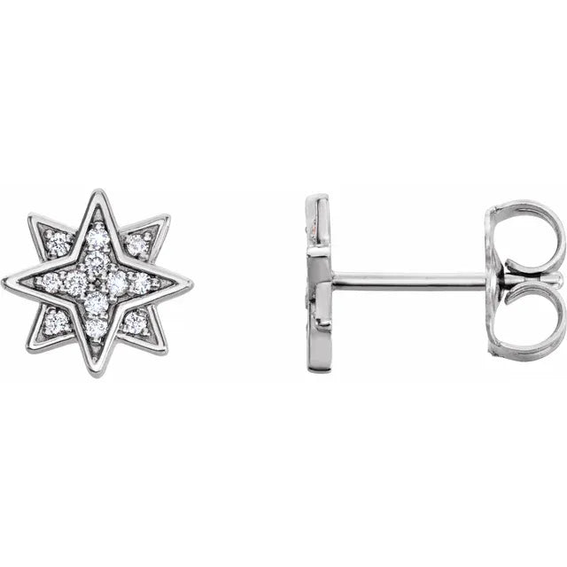 14K .08 CTW Natural Diamond Star Earrings