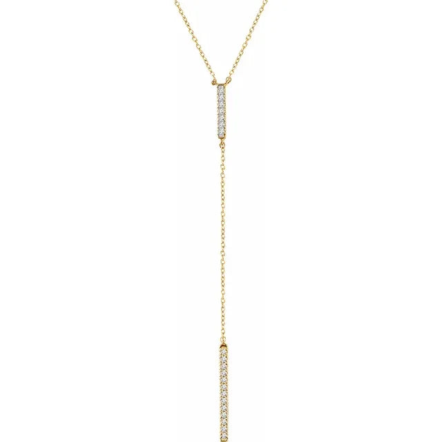 14K 1/5 CTW Natural Diamond Bar 16-18" Y Necklace