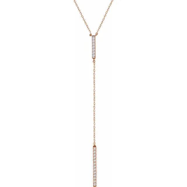 14K 1/5 CTW Natural Diamond Bar 16-18" Y Necklace