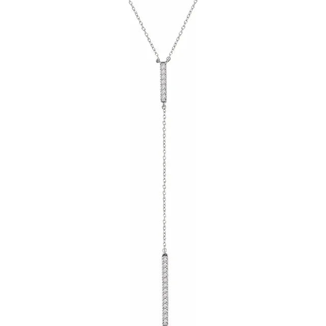 14K 1/5 CTW Natural Diamond Bar 16-18" Y Necklace