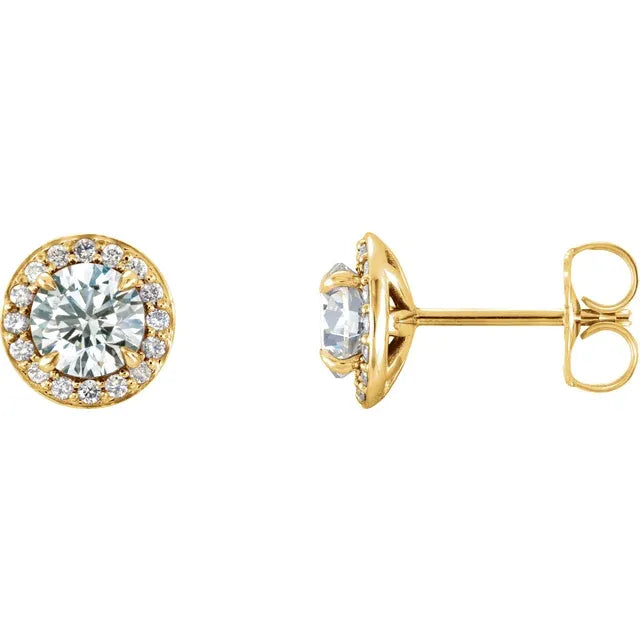 Diamond Halo Claw Prong Set Stud Earrings 3/8CTW