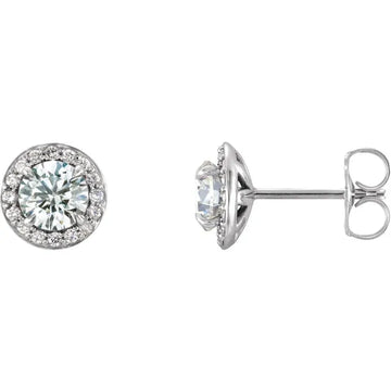 Diamond Halo Claw Prong Set Stud Earrings 3/8CTW