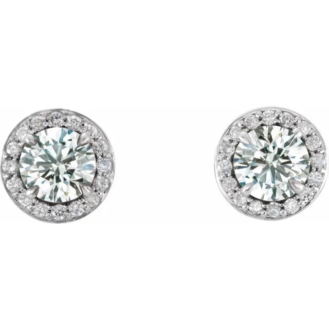 Diamond Halo Claw Prong Set Stud Earrings 3/8CTW