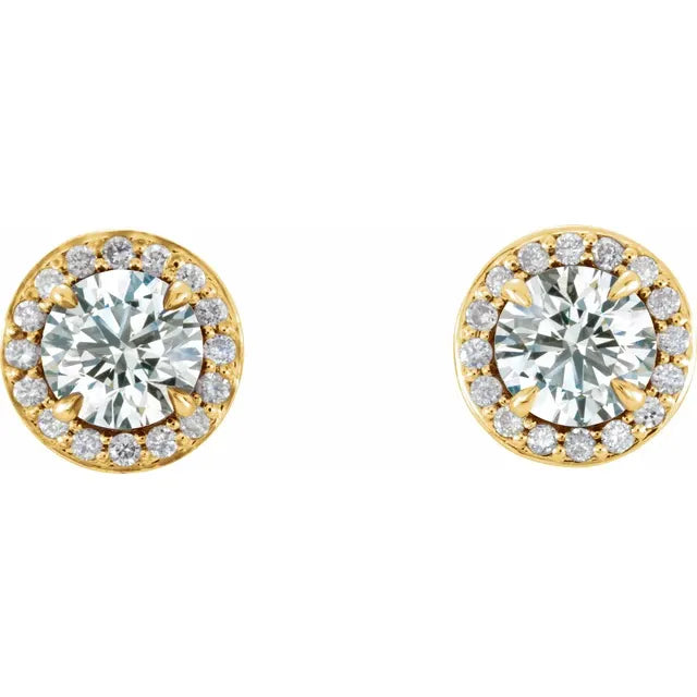 Diamond Halo Claw Prong Set Stud Earrings 3/8CTW