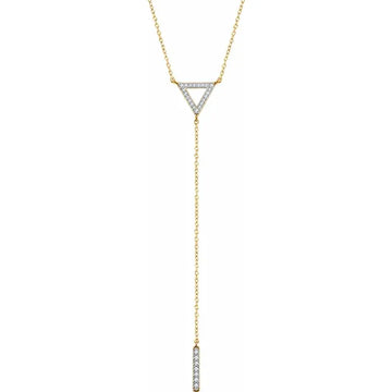 Diamond Triangle & Bar Drop Necklace 1/6CTW 16-18 Inches