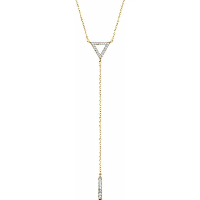 14K 1/6 CTW Natural Diamond Triangle & Bar 16-18" Y Necklace
