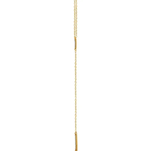 Diamond Triangle & Bar Drop Necklace 1/6CTW 16-18 Inches