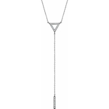 14K 1/6 CTW Natural Diamond Triangle & Bar 16-18" Y Necklace