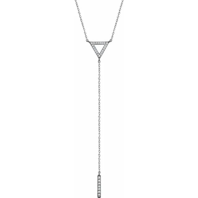14K 1/6 CTW Natural Diamond Triangle & Bar 16-18" Y Necklace
