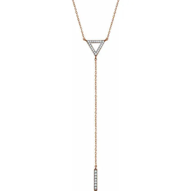 14K 1/6 CTW Natural Diamond Triangle & Bar 16-18" Y Necklace