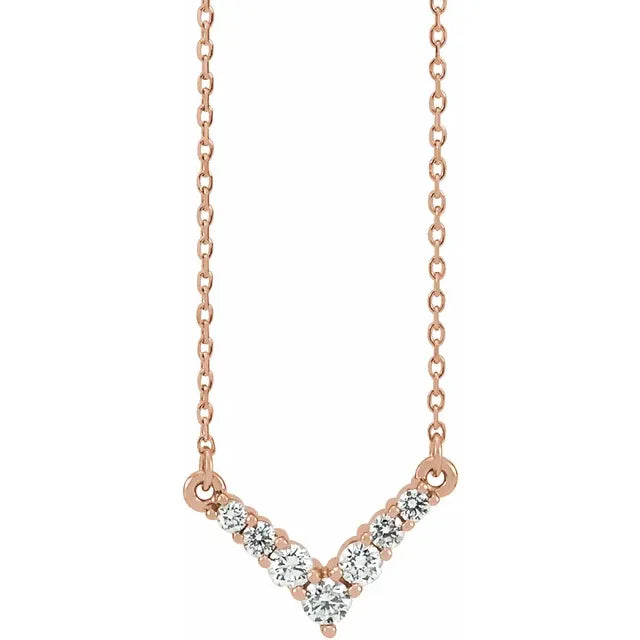 14K 1/3 CTW Natural Diamond V 16-18" Necklace