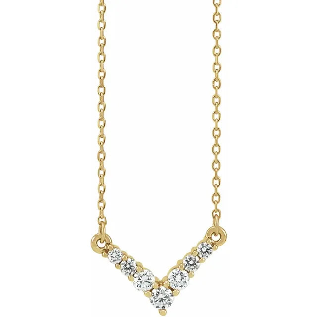 14K 1/3 CTW Natural Diamond V 16-18" Necklace