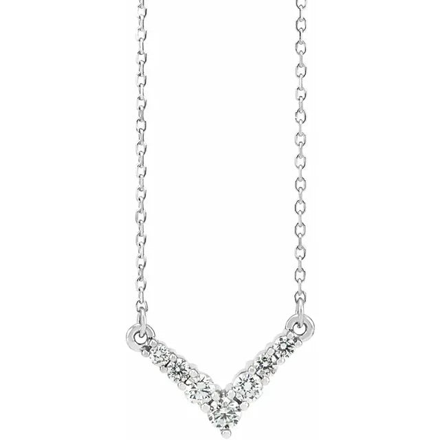 14K 1/3 CTW Natural Diamond V 16-18" Necklace