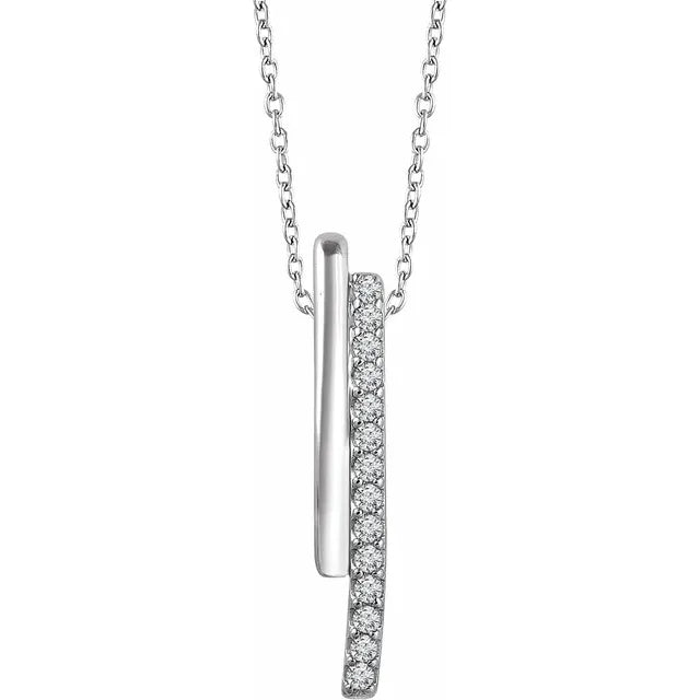 14K 1/5 CTW Natural Diamond Bar 16-18" Necklace
