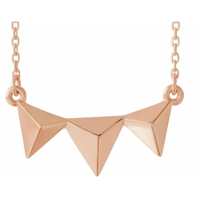 Three Pyramid Pendant Necklace 16-18 Inches