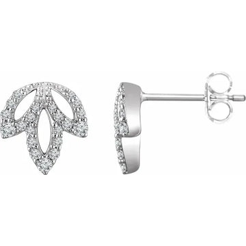 14K White 1/4 CTW Natural Diamond Leaf Earrings
