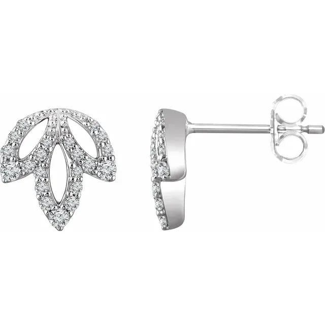14K White 1/4 CTW Natural Diamond Leaf Earrings