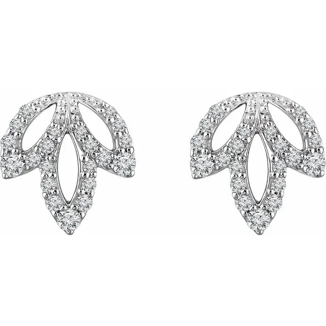 14K White 1/4 CTW Natural Diamond Leaf Earrings