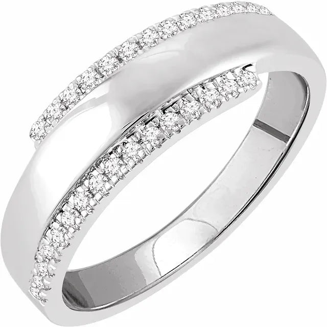 14K White 1/5 CTW Natural Diamond Bypass Ring