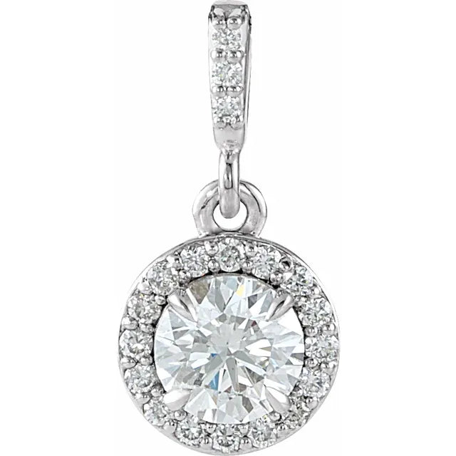 14K 1/2 CTW Natural Diamond Halo-Style Pendant