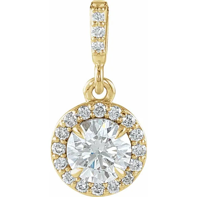 14K 1/2 CTW Natural Diamond Halo-Style Pendant