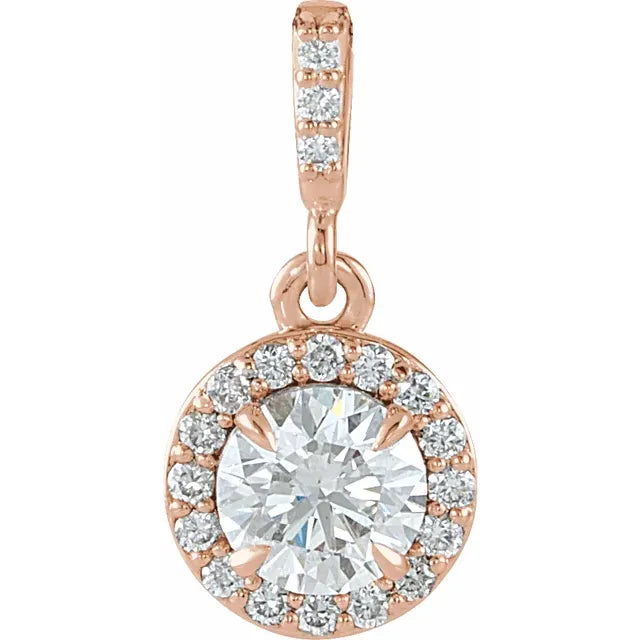 14K 1/2 CTW Natural Diamond Halo-Style Pendant