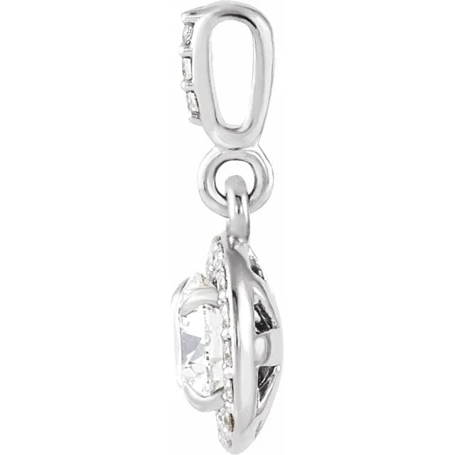 14K 1/2 CTW Natural Diamond Halo-Style Pendant