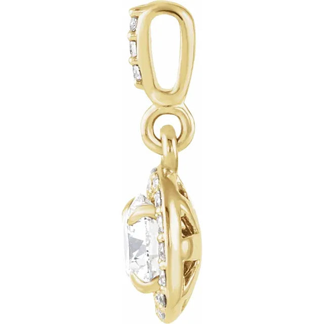 14K 1/2 CTW Natural Diamond Halo-Style Pendant