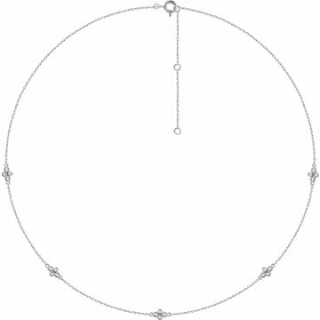 Diamond Bezel Set Cluster 5 Station Necklace 1/6CTW 16-18 Inches